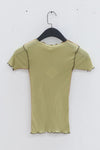 BASERANGE France organic cotton ruffled textured T-shirt BAS-TTVN-RB-AU23-HUILV gray green